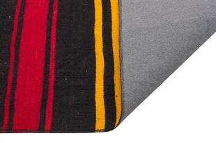 GENELEKSEL EL DOKUMA SARİ KIRMIZI RENGİ ÇİZGİLİ DESEN KİLİM