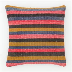 ÇOK RENKLİ ÇİZGİLİ DESEN ÇAPUT PALA KİLİM YASTIK KILIFI