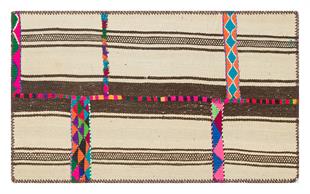 BEJ KAHVERENGİ EL DOKUMA KEÇİ KILI KİLİM PASPAS