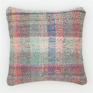 EL DÜĞÜMLÜ BEYAZ RENKLİ KENDİR KİLİMVİNTAGE YASTIK KILIFI