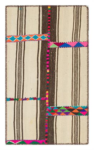 BEJ KAHVERENGİ EL DOKUMA KEÇİ KILI KİLİM PASPAS