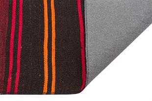 GENELEKSEL EL DOKUMA TURUNCU KIRMIZI RENGİ ÇİZGİLİ DESENLİ KİLİM