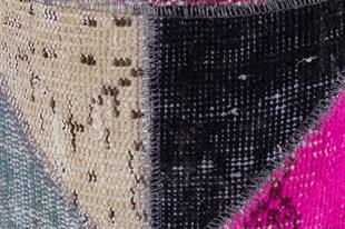 ÇOK RENKLİ EL DOKUMA VİNTAGE PATCHWOR YUVARLAK PUF