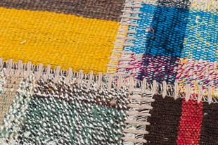 Renkli El Dokuma Kendir Kilim Patchwork Paspas