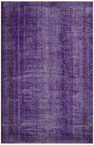 GERÇEK EL DOKUMA MOR RENGİ ÇİÇEKLİ DESEN ESKİTME YÜN HALISI