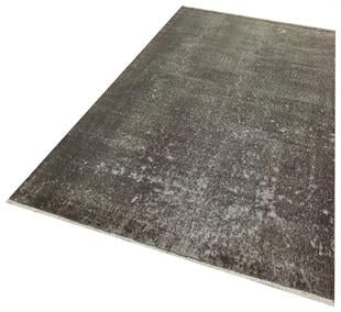 EŞSİZ EL DOKUMA KOYU GRİ RENGİ DESENSİZ ESKİTME VİNTAGE HALISI