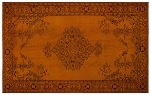 GERÇEK EL DOKUMA SİYAH GÖBEKLİ KOY BAKİR RENGİ VİNTAGE HALISI