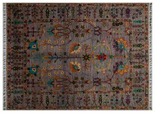 EL DOKUMA AFGAN HALI SULTANI DESEN GRİ 