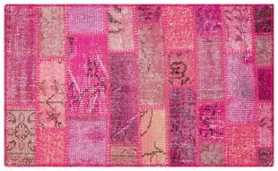 GENELEKSEL EL DOKUMA PEMBE RENGİ PATCHWORK HALI PASPAS