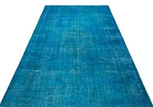 GERÇEK EL DOKUMA TURKUAZ RENGİ ESKİTME SALON HALISI
