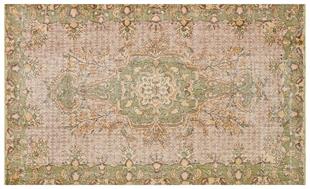 GENELEKSEL EL DOKUMA NATUREL RENGİ ÇİÇEKLİ DESEN ESKİTME VİNTAGE HALISI