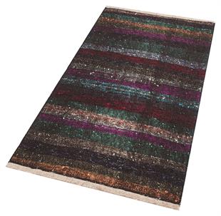 GERÇEK EL DOKUMA ÇOK RENKLİ DESEN KEÇİ KILI YÜN KİLİMİ