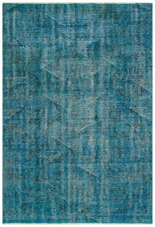 GERÇEK EL DOKUMA SİYAH RENGİ ÇİÇEKLİ TURKUAZ VİNTAGE HALISI