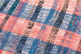 Pembe Mavi Rengi El Dokuma Çaput Pala Yün Kilim