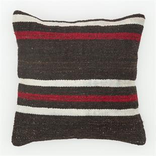 KIRMIZI BEYAZ ÇİZGİ EL DOKUMA VİNTAGE YASTIK KILIFI