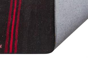 GERÇEK EL DOKUMA SARI KIRIMIZI RENGİ ÇİZGİLİ DESEN YÜN KİLİM