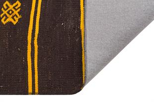 GERÇEK EL DOKUMA SARİ RENGİ ÇİZGİLİ DESEN ANADOLU KİLİM