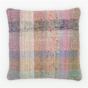 EL DÜĞÜMLÜ BEYAZ RENKLİ KENDİR KİLİMVİNTAGE YASTIK KILIFI