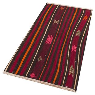 Eşsiz El Dokuma Mürdüm Rengi Keçi Kılı Yün Kilim