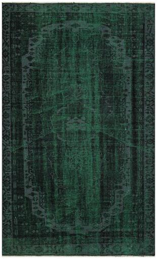 GERÇEK EL DOKUMA CAM YEŞİL RENGİ GÖBEKLİ VİNTAGE HALI