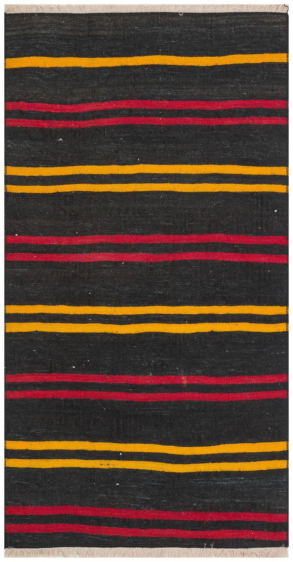 KIRMIZI SARİ RENGİ ÇİZGİLİ DESEN KEÇİ KILI YÜN KİLİM