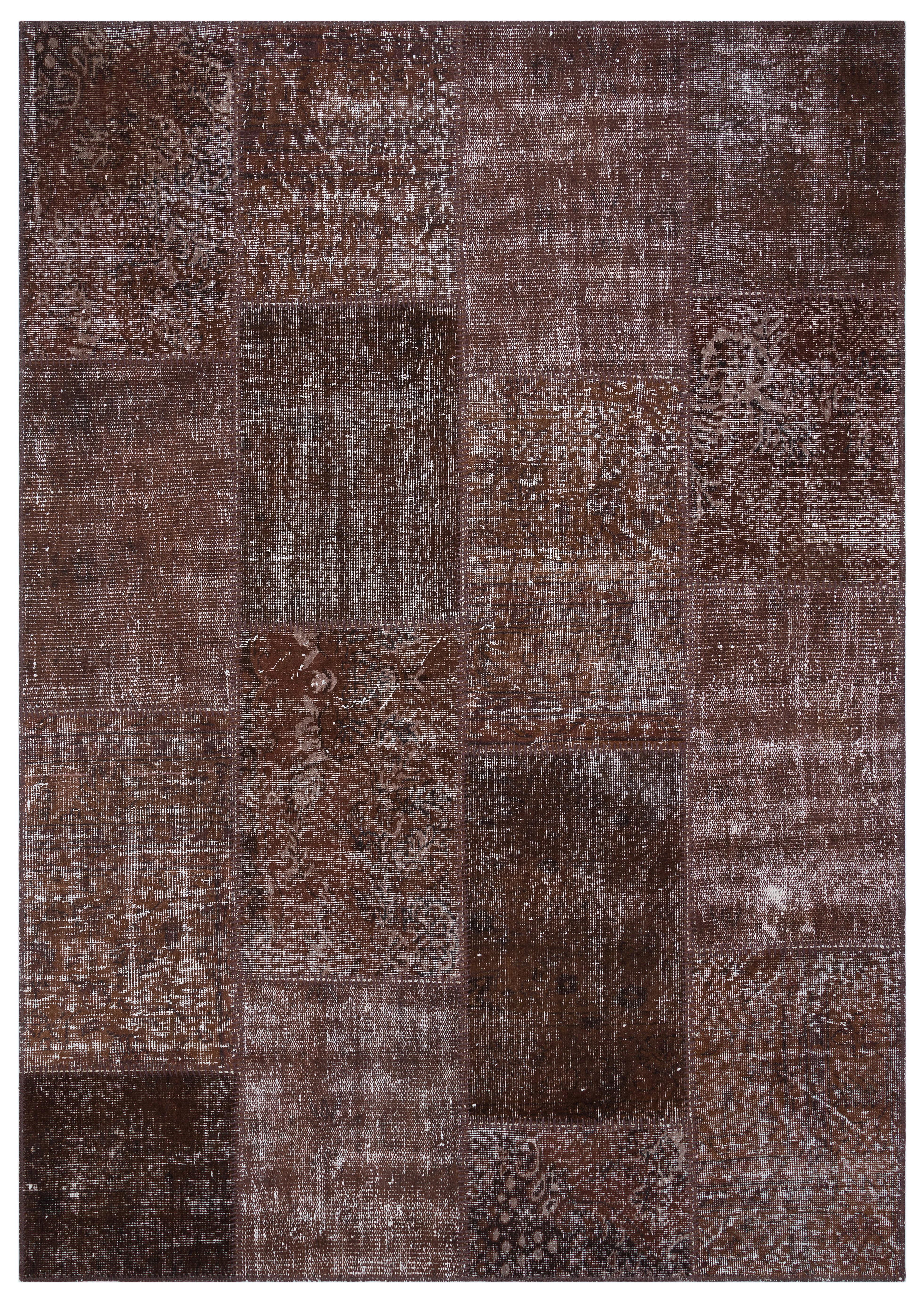 KAHVERENGİ GELENKSEL EL DOKUMA PATCHWORK HALI