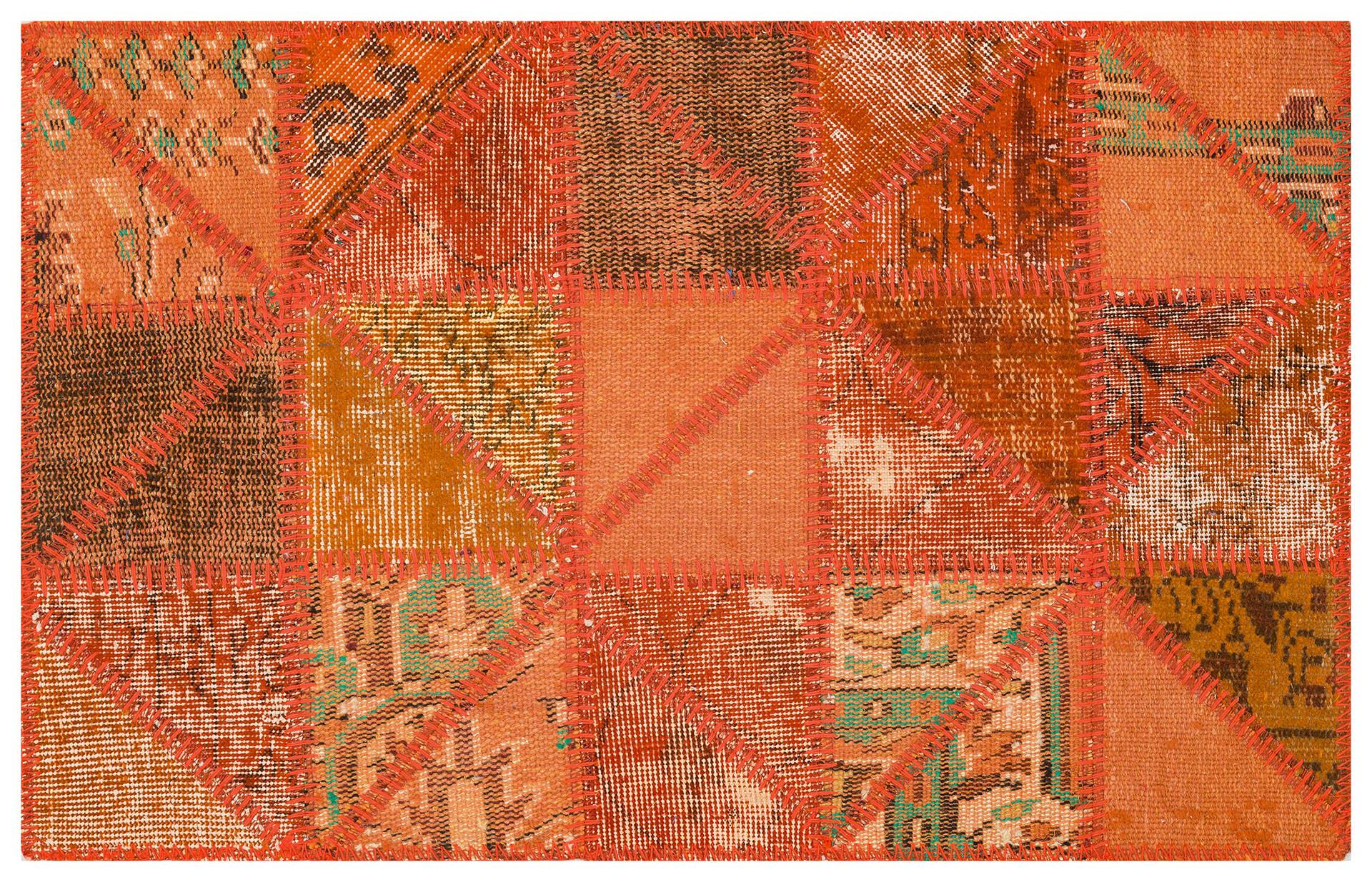 GENELEKSEL EL DOKUMA TURUNCU RENGİ PATCHWORK HALI PASPAS