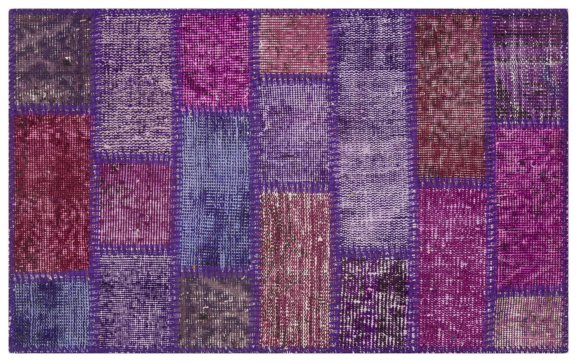 GENELEKSEL EL DOKUMA MOR RENGİ PATCHWORK HALI PASPAS