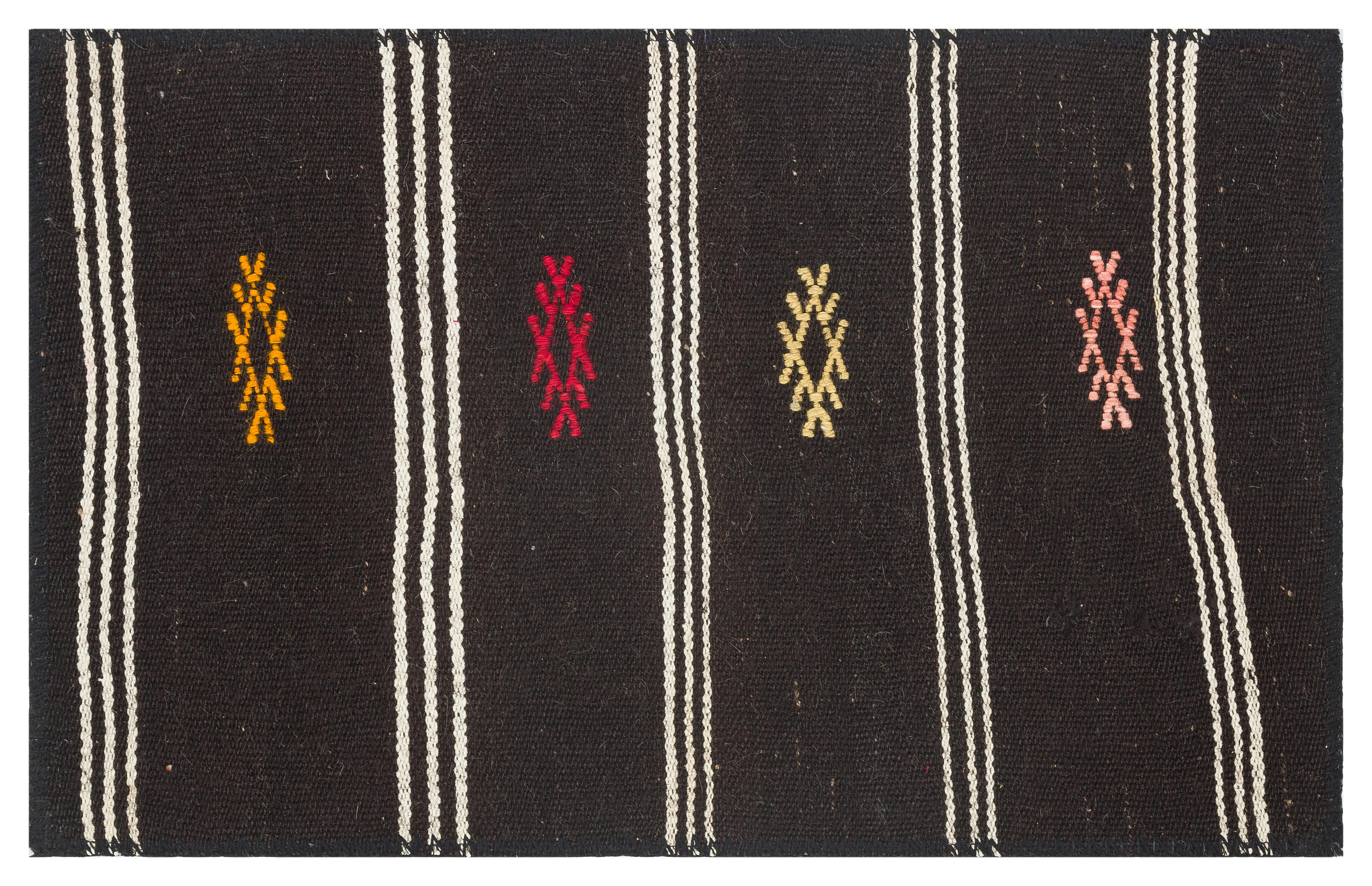 SİYAH BEYAZ RENGİ ÇİZGİLİ DESEN DOKUMA PASPAS