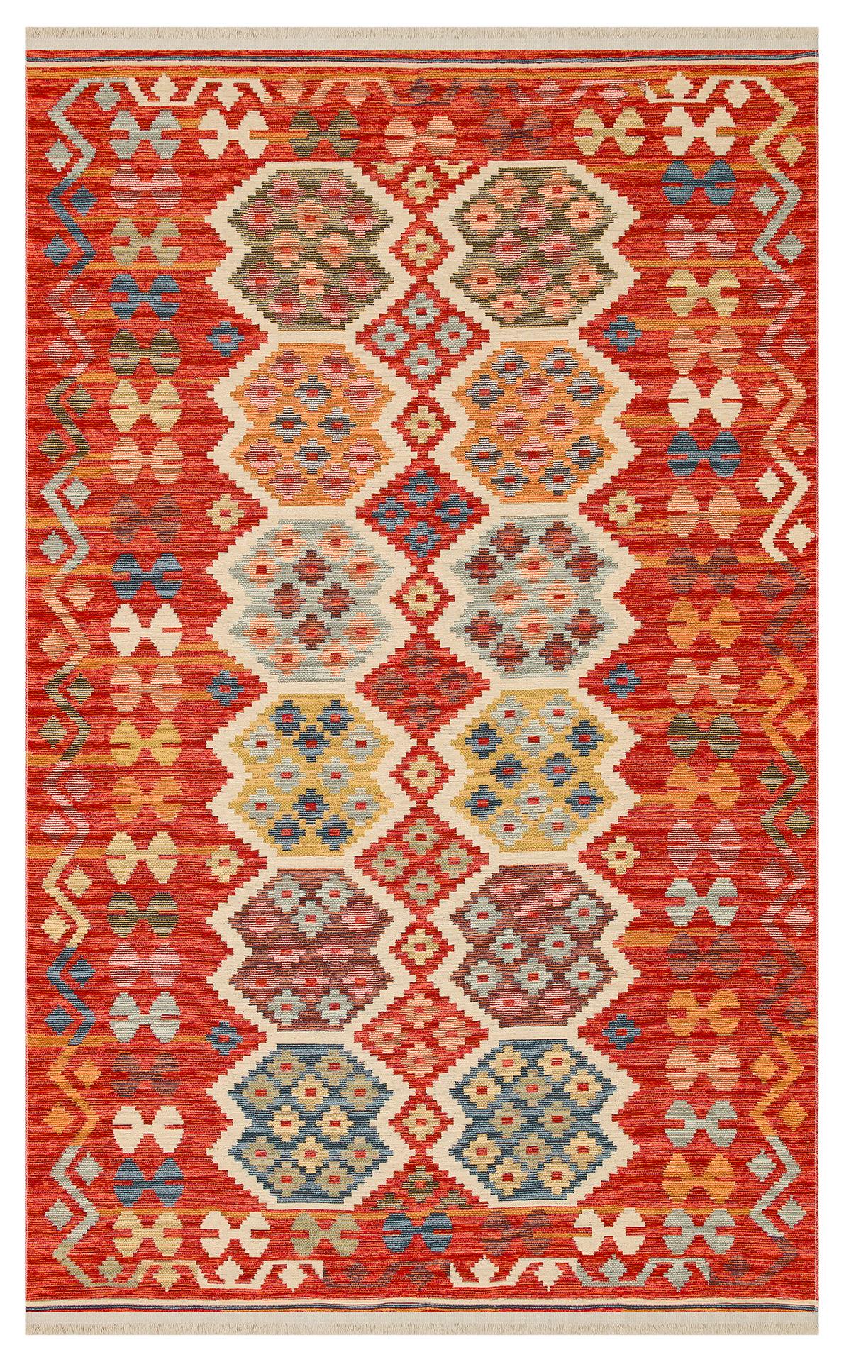 RED Yıkanabilir, Çift Taraflı Kullanıma Uygun Yumuşak Tuşeli Otantik Kilim