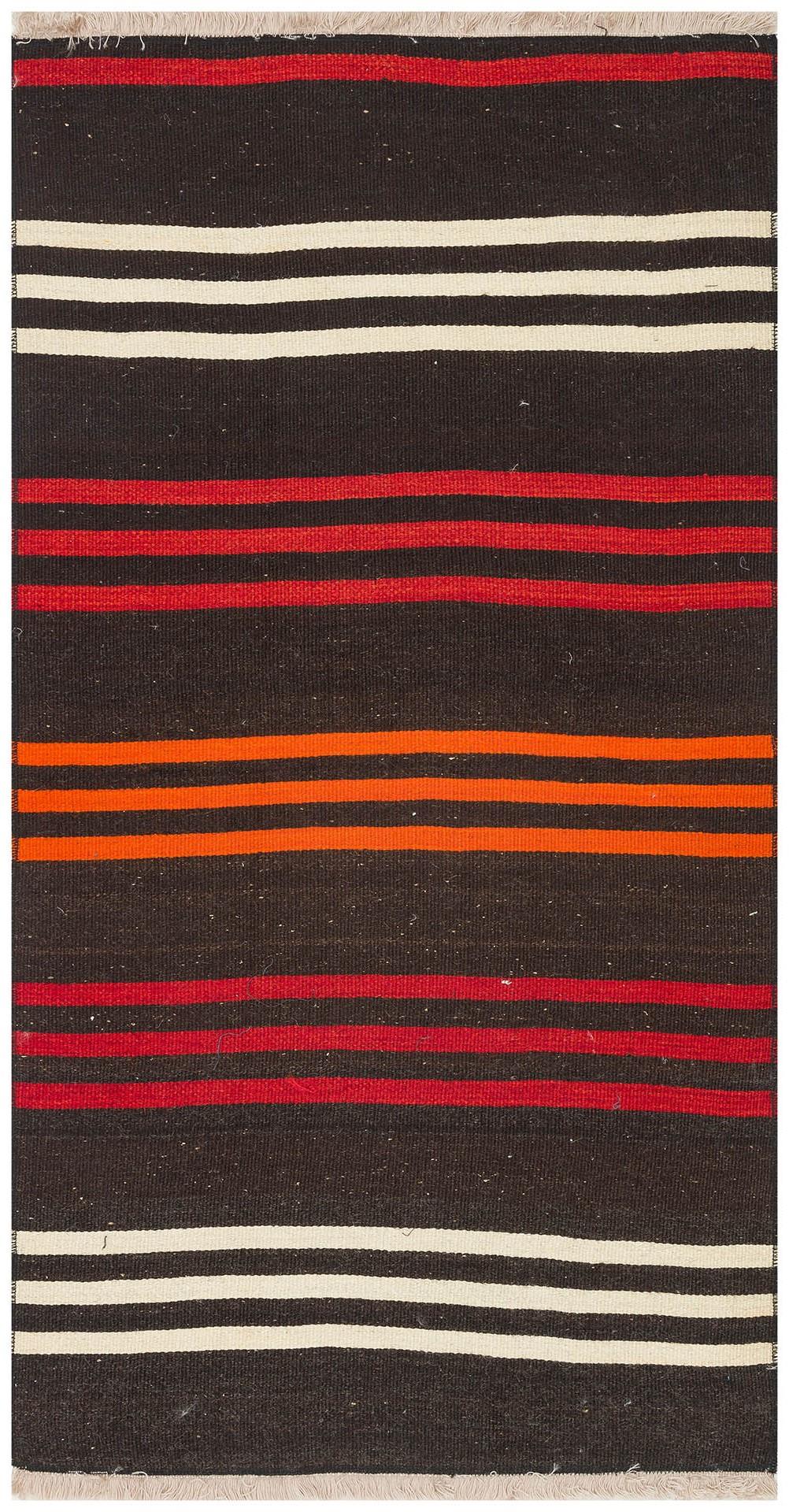 TURUNCU BEYAZ RENGİ KEÇİ KILI EL DOKUMA YÜN KİLİM