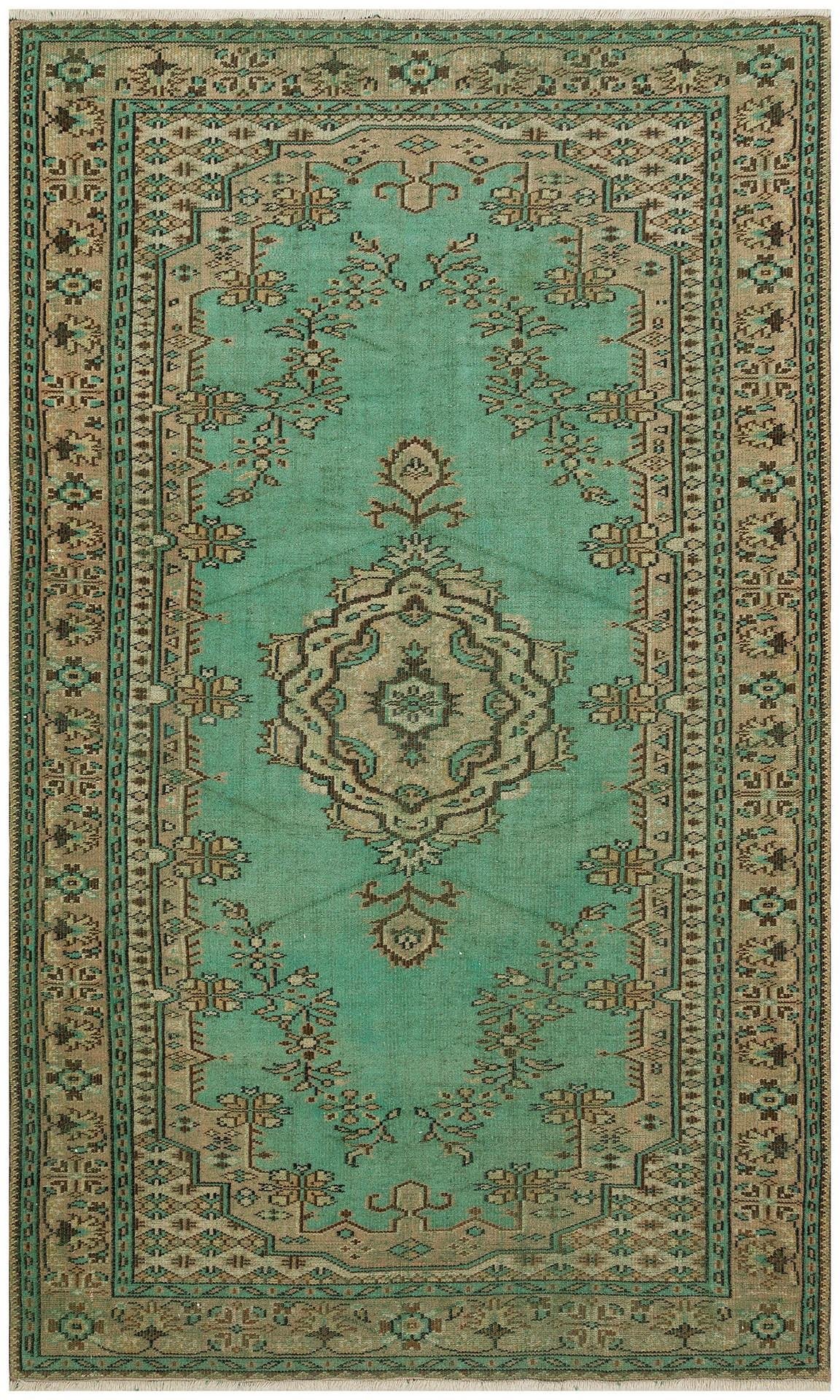 GERÇEK EL DOKUMA  VİZON YEŞİL RENGİ GÖBEKLİ DESEN YÜN HALISI