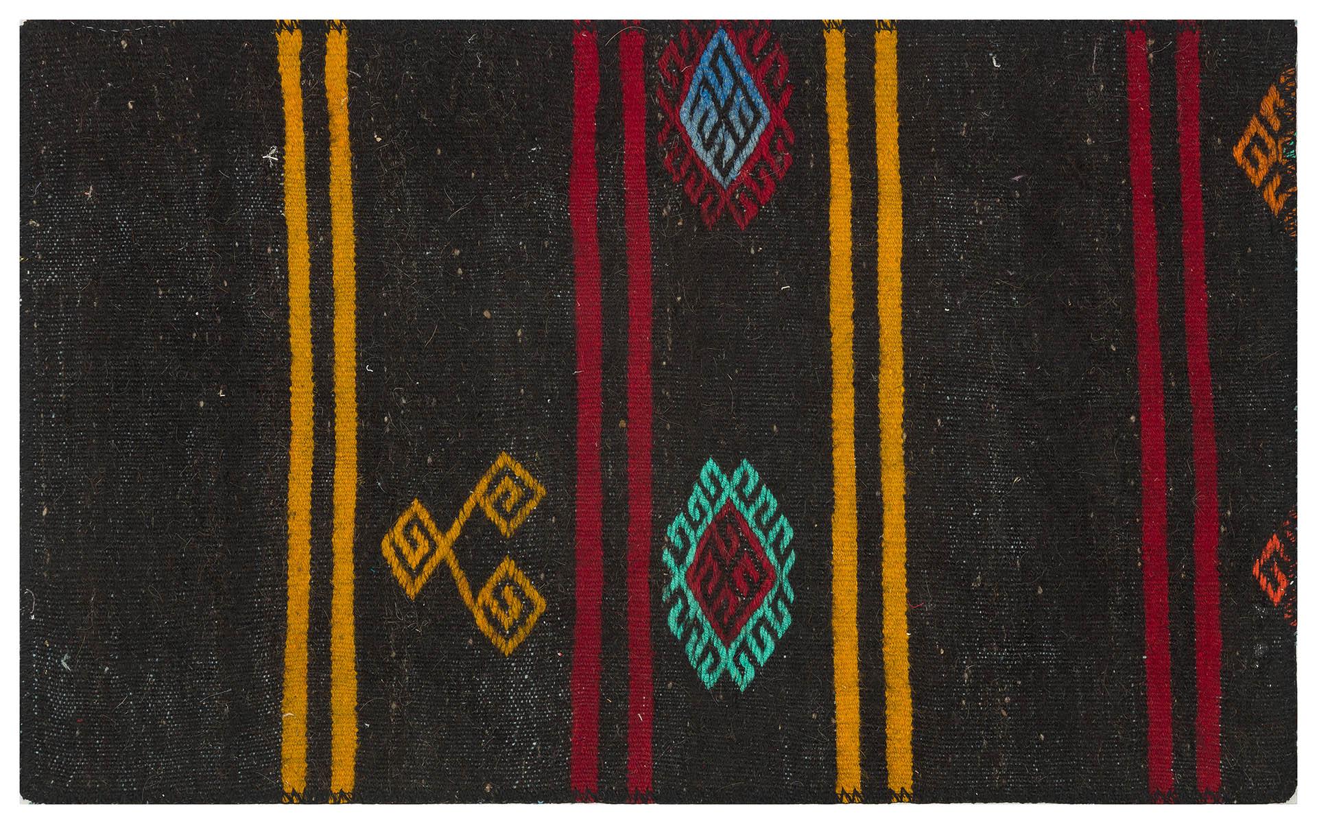 GERÇEK EL DOKUMA KIRMIZI SARİ RENGİ ÇİZGİLİ KİLİM PASPAS