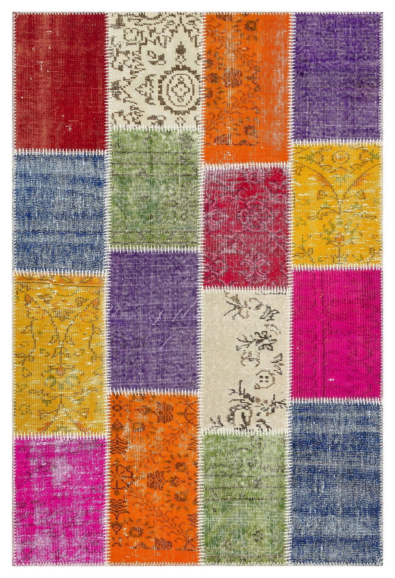 Geneleksel El Dokuma Multi Rengi Patchwork Halı