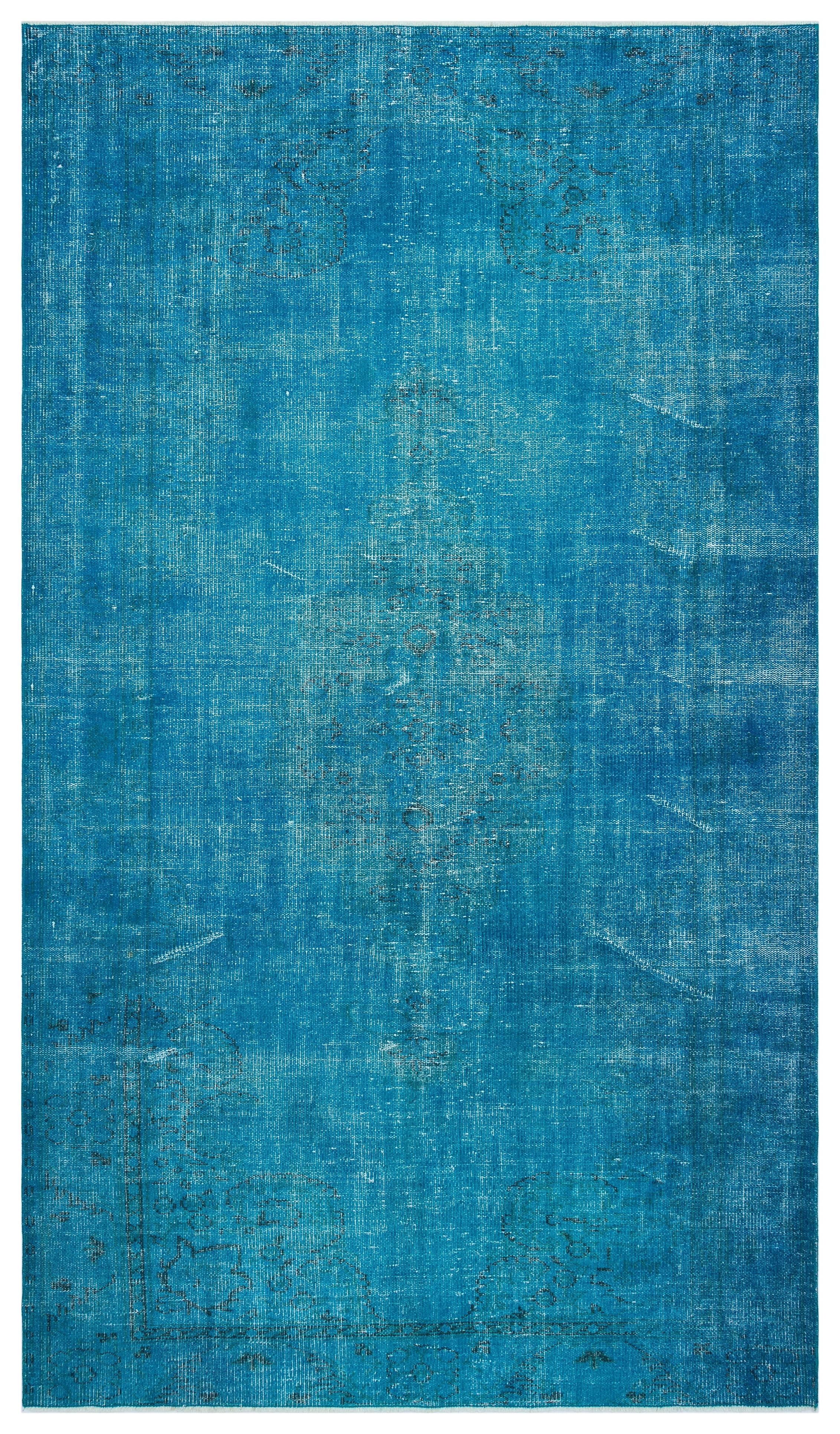 GERÇEK EL DOKUMA TURKUAZ RENGİ ESKİTME SALON HALISI