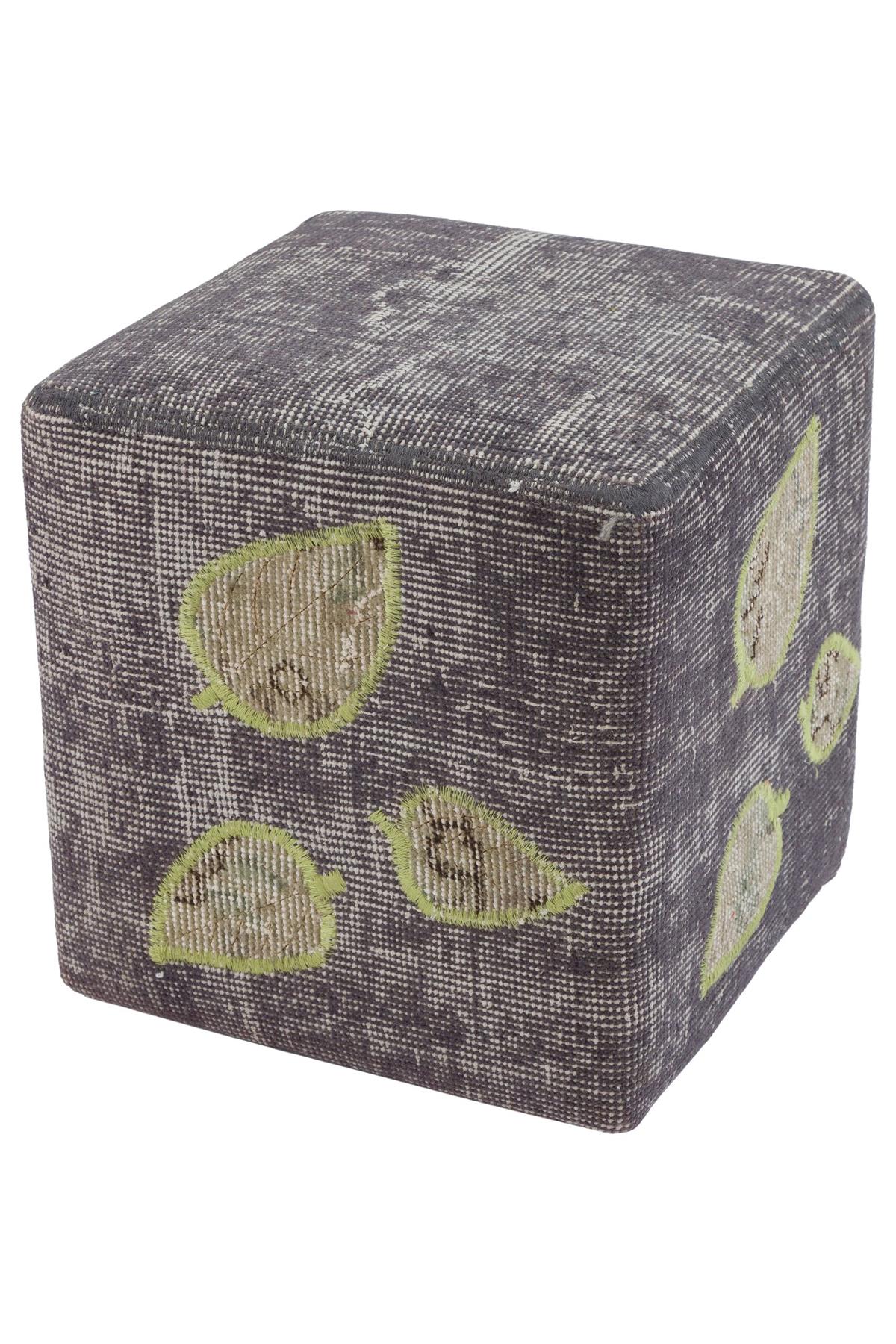 GERÇEK EL DOKUMA YÜN HALIDAN ÜRETİLMİŞ PUF 35X40 CM