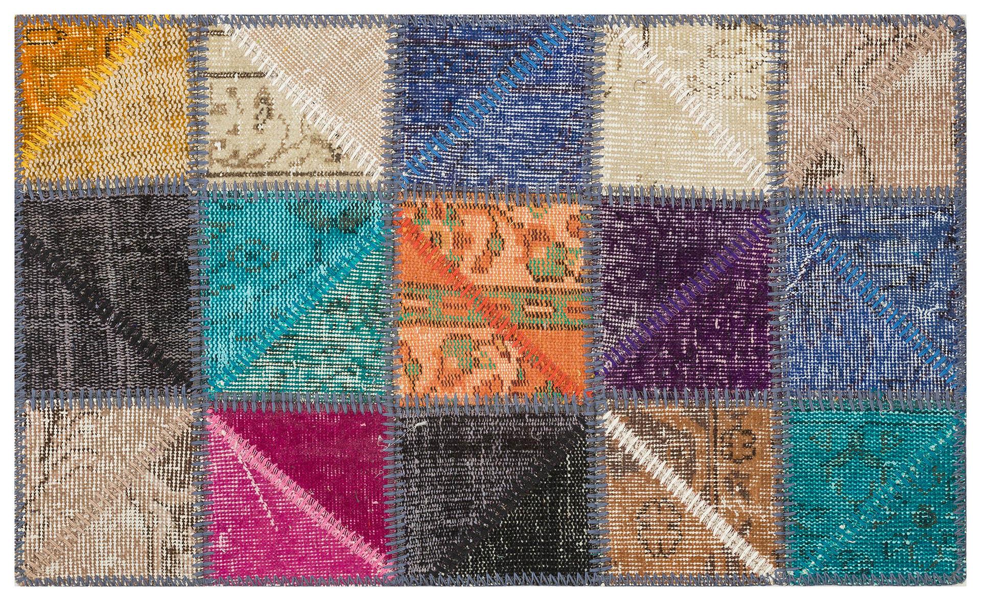 GENELEKSEL EL DOKUMA MULTİ  RENGİ PATCHWORK HALI PASPAS