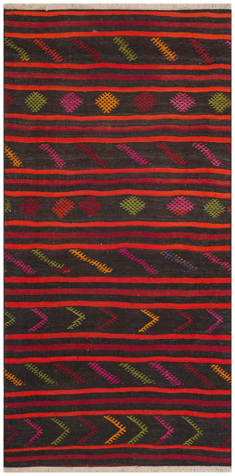 ÇOK RENKLİ ÇİÇEKLİ DESEN EL DOKUMA ANADOLU KİLİM