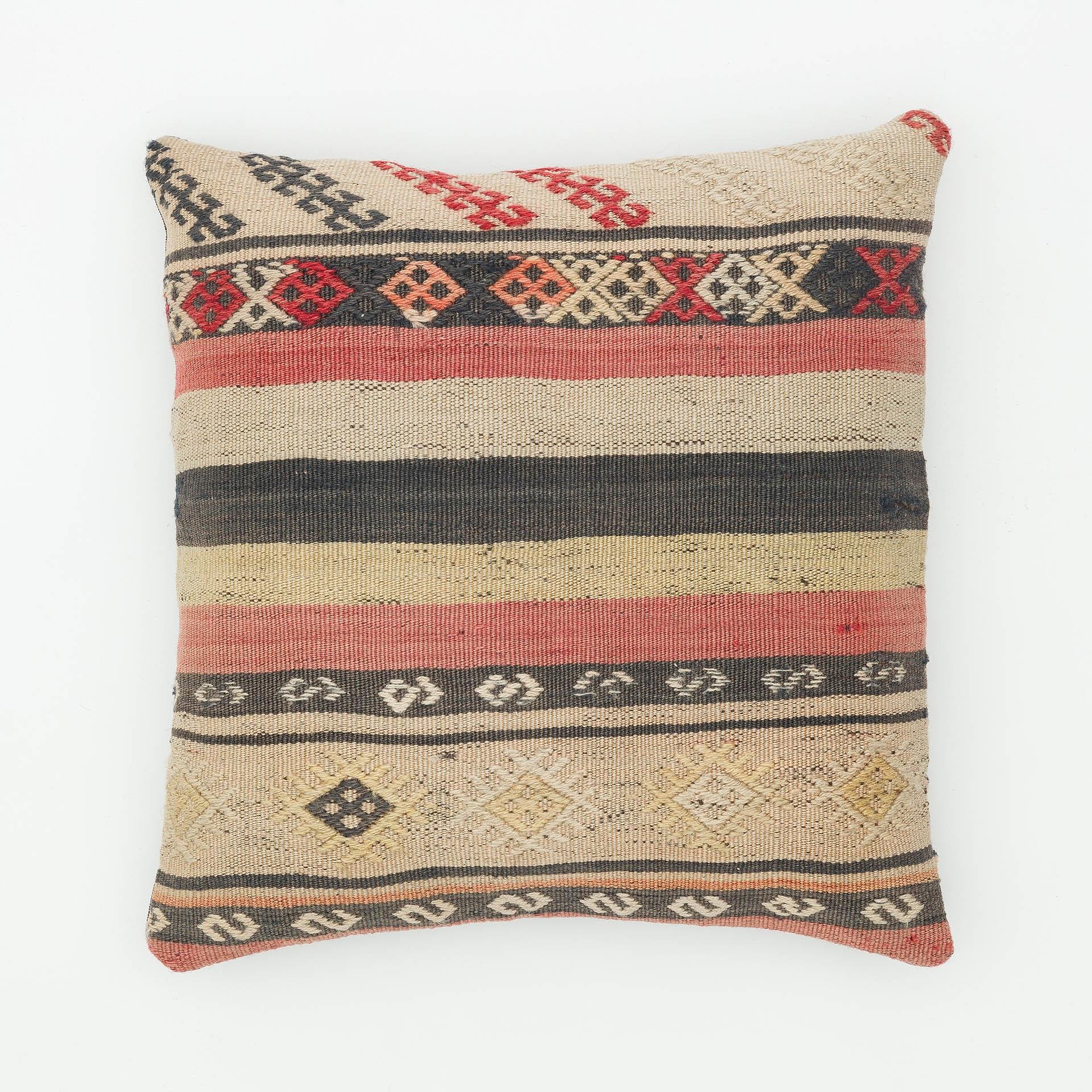 GENELEKSEL EL DOKUMA RENKLİ BOHEM DESEN KİLİM YASTIK KILIFI 