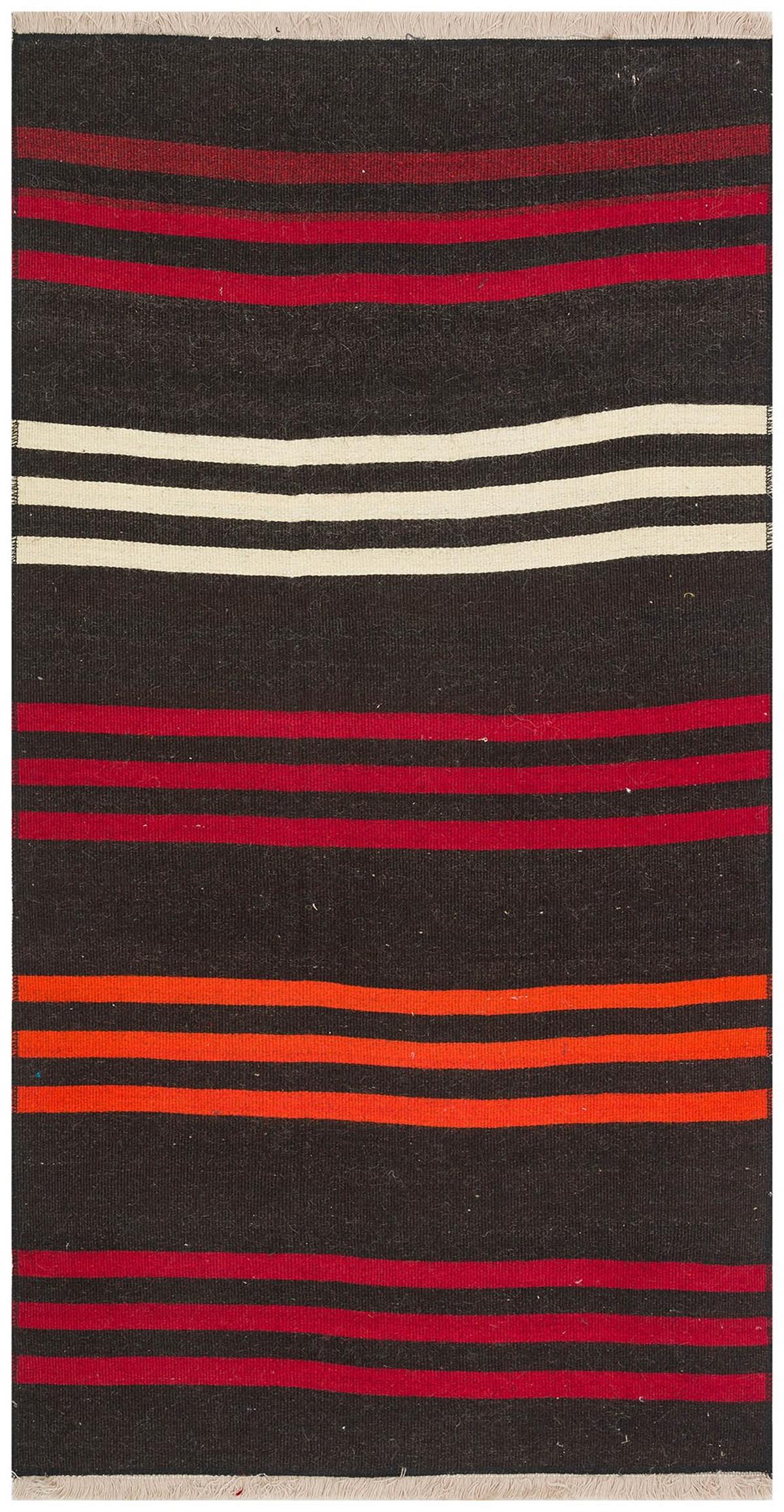 Kırmızı Beyaz Rengi El Dokuma Keçi Kılı Yünlü Yolluk Kilim