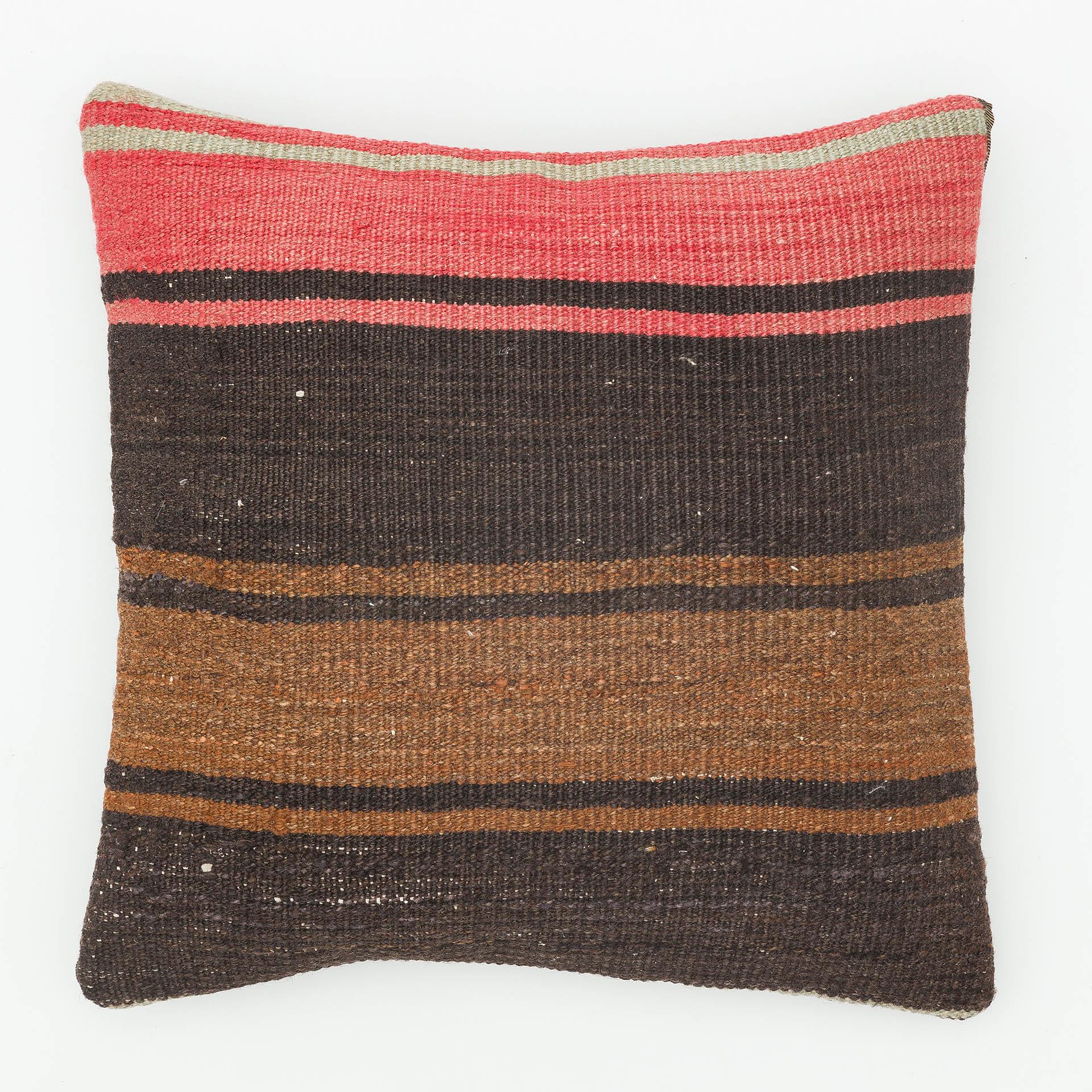 EL DÜĞÜMLÜ SİYAH KAHVERENGİ RENKLİ VİNTAGE YASTIK KILIFI