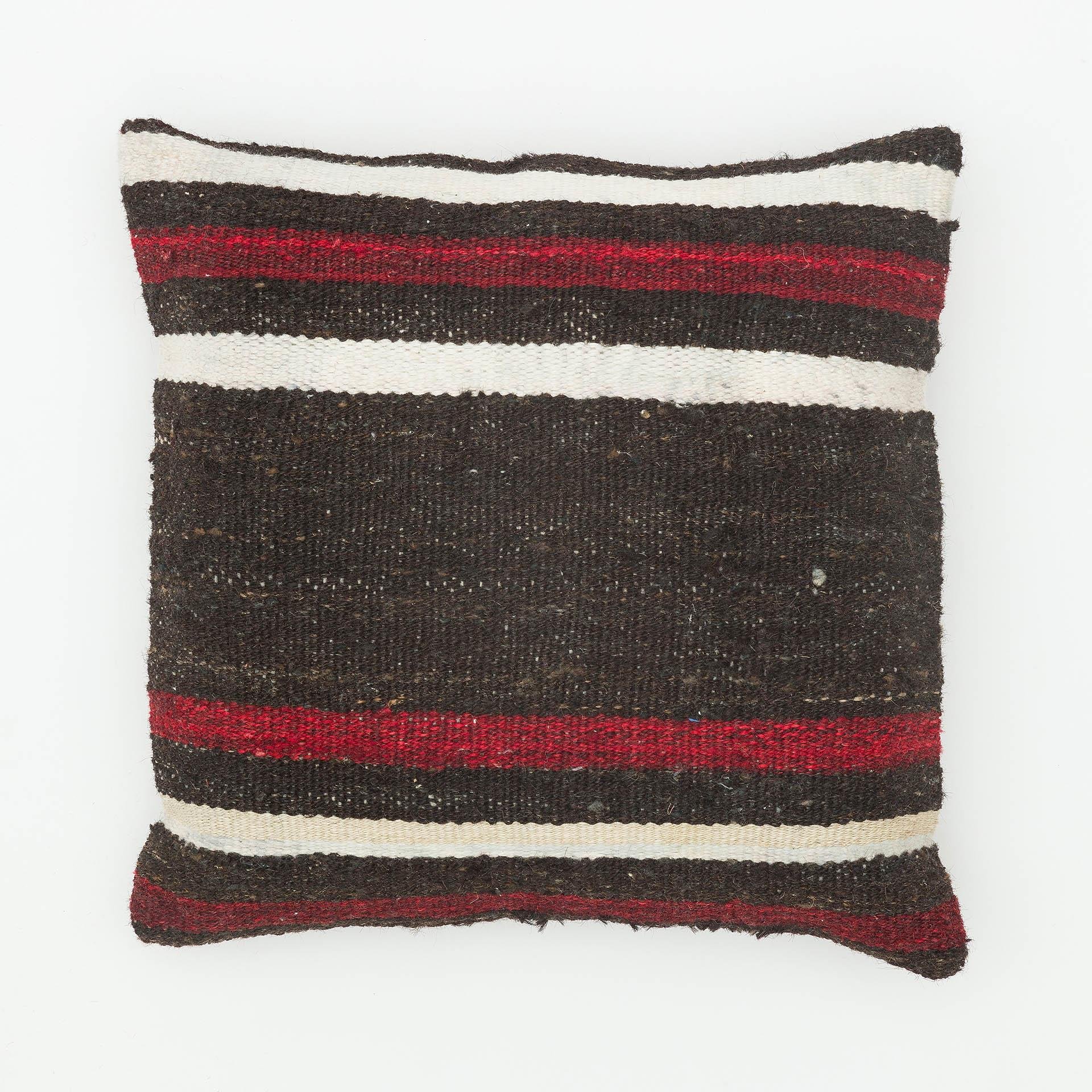 EL DOKUMA BEYAZ KİRİMİZİ RENGİ ÇİZİGİLİ DESEN ÇAPUT PALA KİLİM YASTIK KILIFI