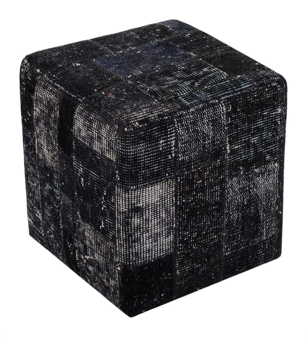 GERÇEK EL DOKUMA SİYAH RENGİ EL DOKUMA PUF