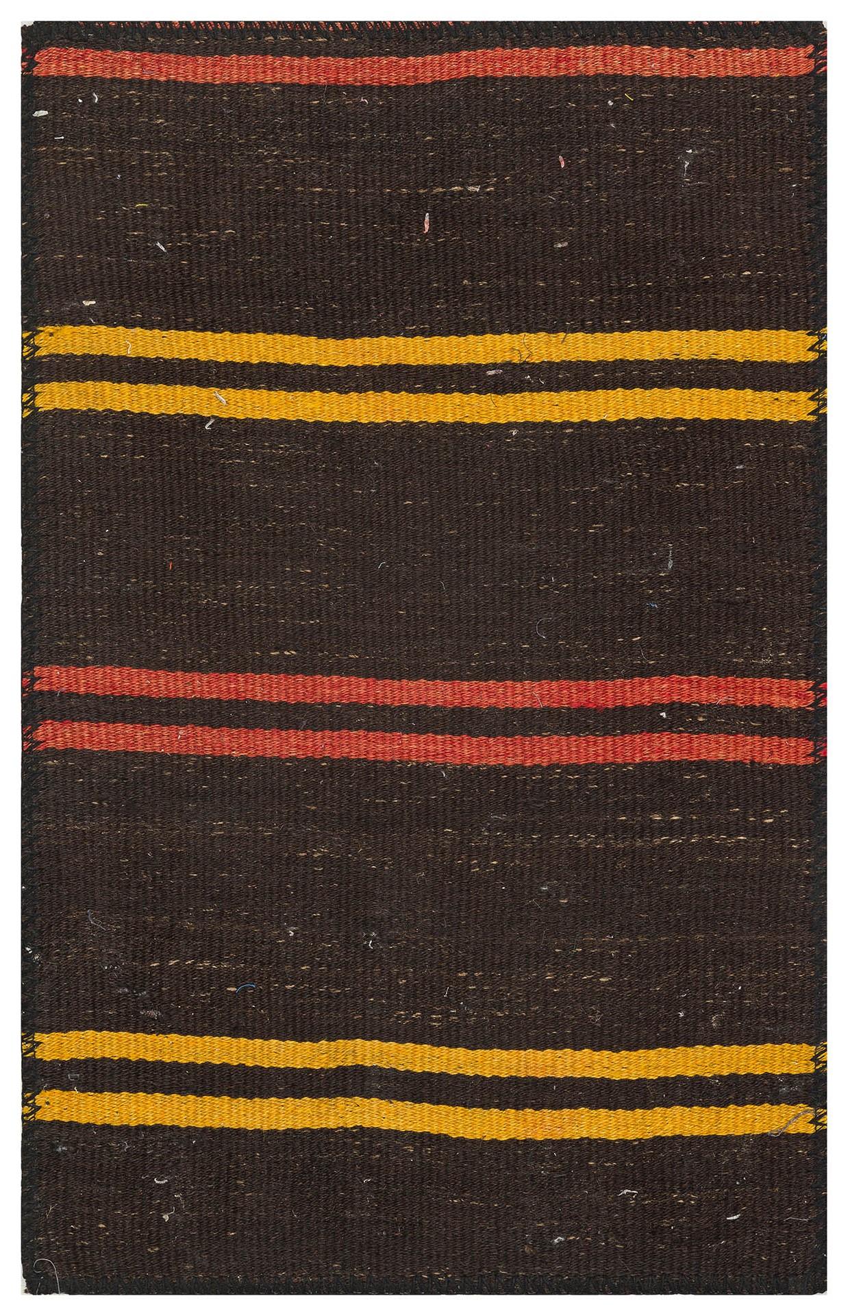 SİYAH TURUNCU RENGİ KARIŞIK EL DOKUMA KİLİM PASPAS