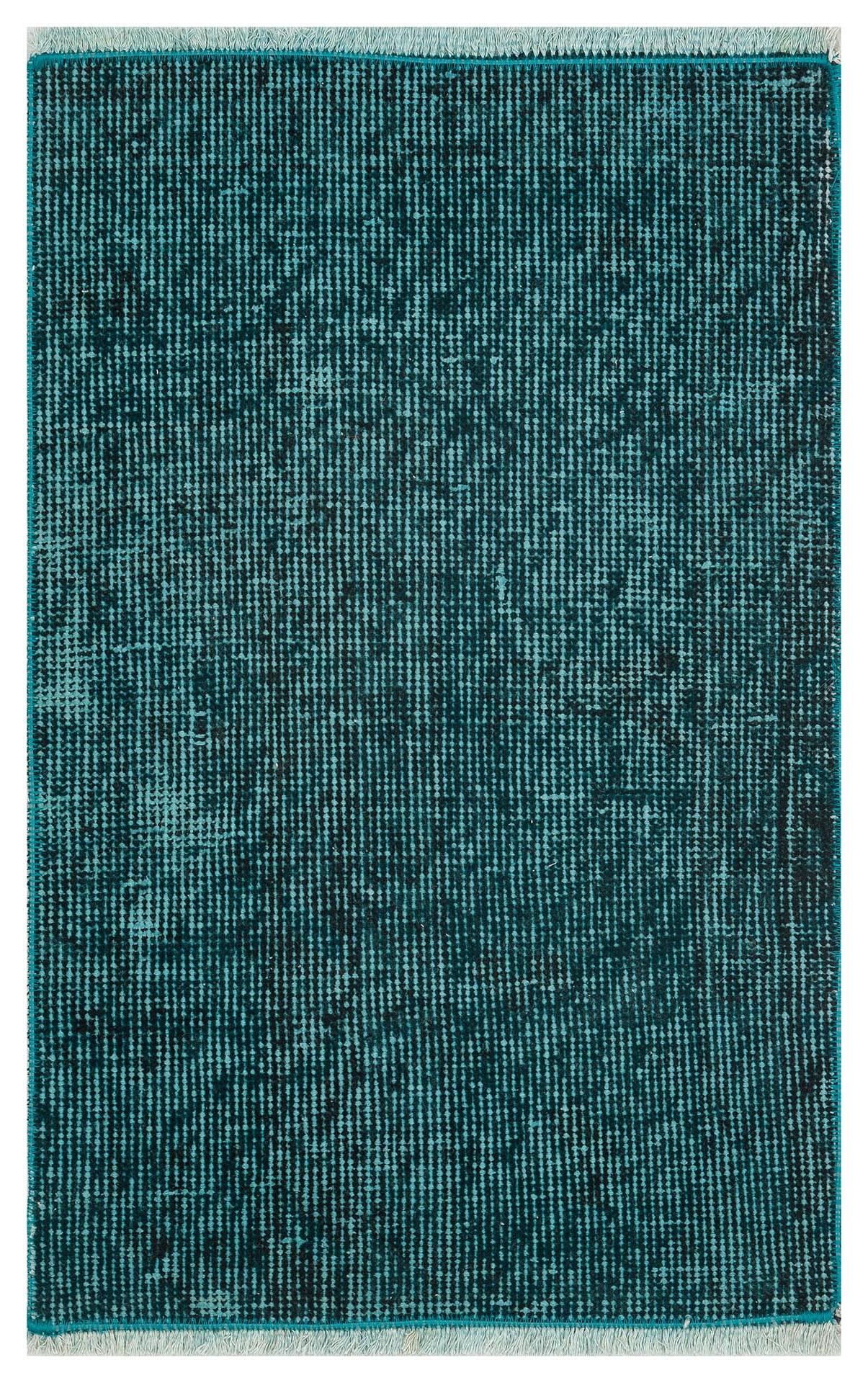 EŞSİZ EL DOKUMA KOYU TURKUAZ RENGİ VİNTAGE HALI PASPAS