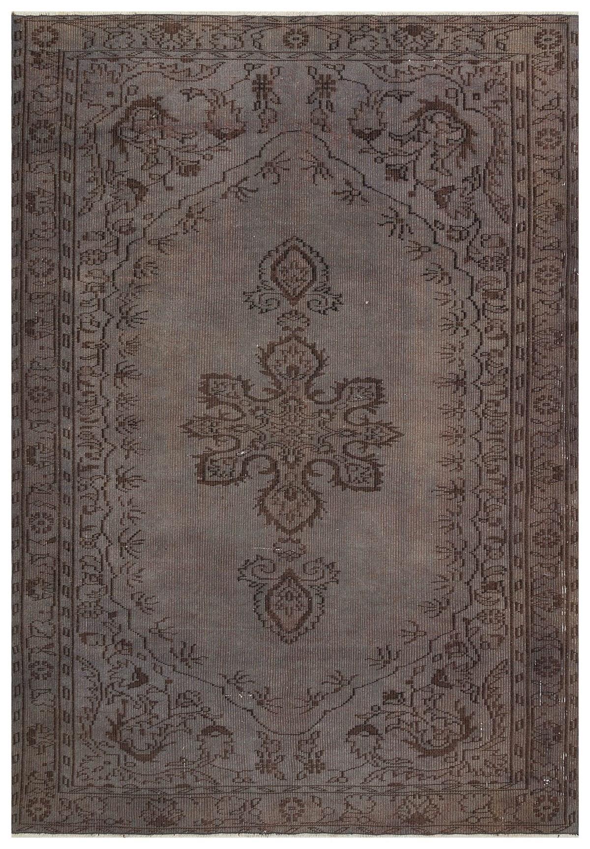 GERÇEK EL DOKUMA GRİ RENGİ GÖBEKLİ ESKİTME VİNTAGE HALISI