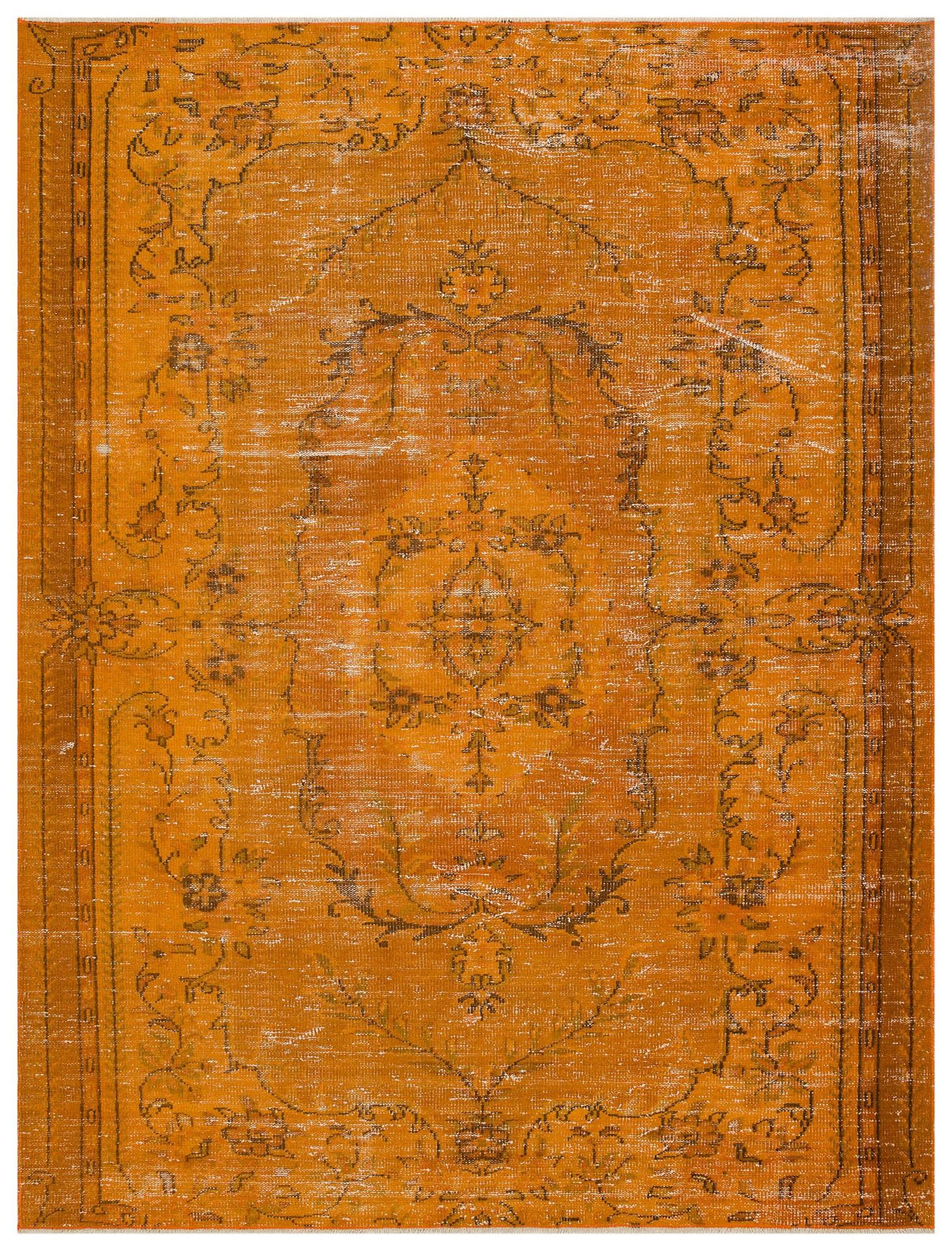 GERÇEK EL DOKUMA TURUNCU KİREMİT RENGİ GÖBEKLİ VİNTAGE HALISI