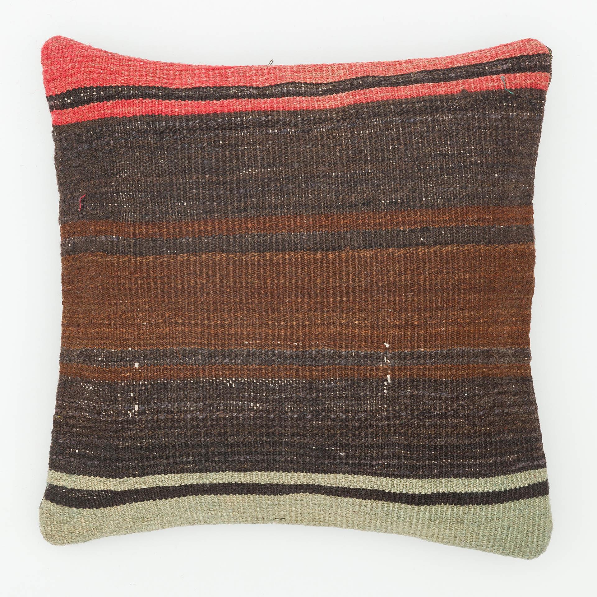 SİYAH KAHVERENGİ EL DOKUMA VİNTAGE YASTIK KILIFI