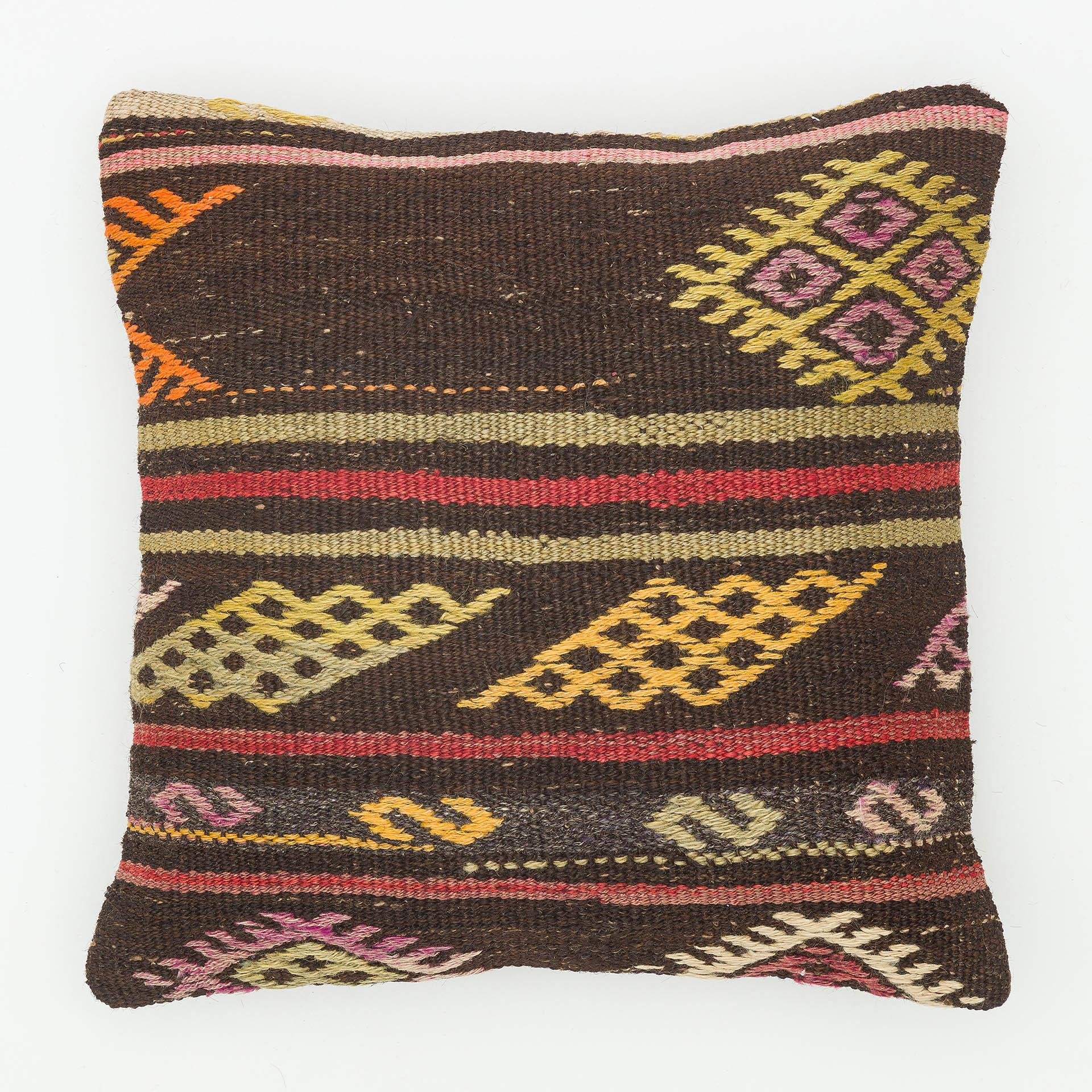 SARI RENKLİ ÇİÇEKLER TASARIM SİYAH VİNTAGE YASTIK KILIFI