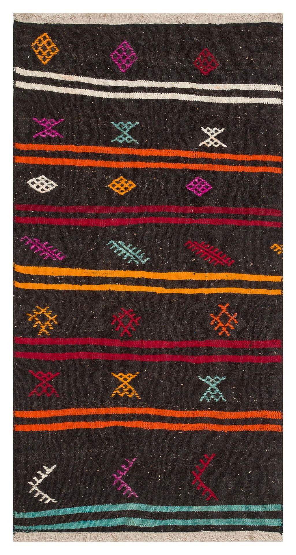 GERÇEK EL DOKUMA SARI KIRIMIZI RENGİ ÇİÇEKLİ DESEN YÜN KİLİM